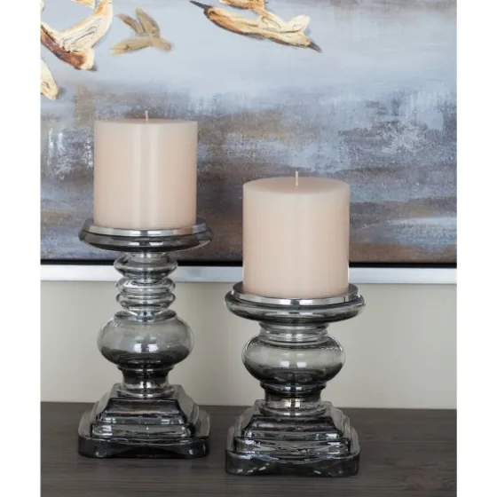 Clear Glass Column Candle Holders, Set Of 2-Kirkland's Home Store