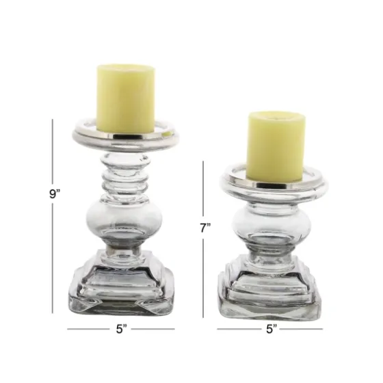 Clear Glass Column Candle Holders, Set Of 2-Kirkland's Home Store