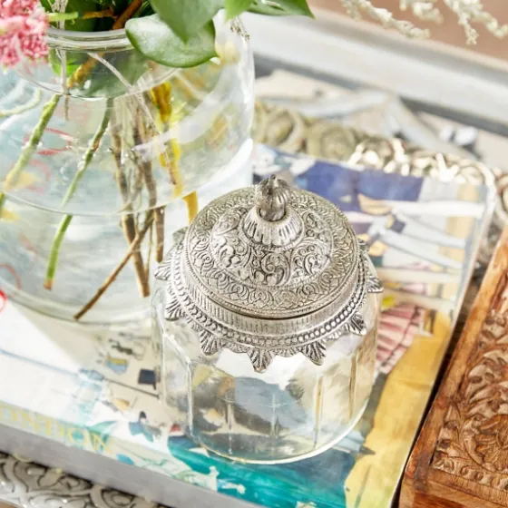 Clear Glass Jars With Decorative Lids, Set Of 3-Kirkland's Home Cheap