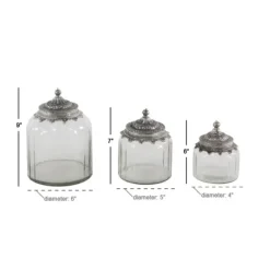 Clear Glass Jars With Decorative Lids, Set Of 3-Kirkland's Home Cheap