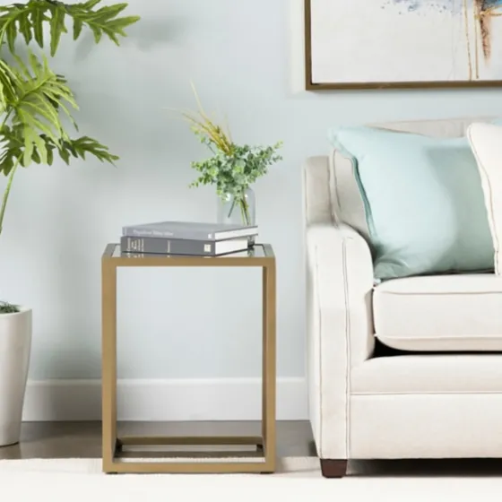 Clear Glass Top Metal Base Accent Table-Kirkland's Home Clearance