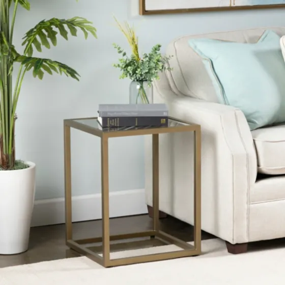 Clear Glass Top Metal Base Accent Table-Kirkland's Home Clearance