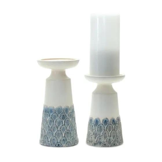 Coastal Scalloped Candle Holders, Set Of 2-Kirkland's Home Cheap