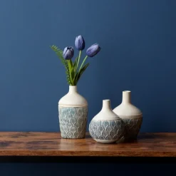 Coastal Scalloped Vases, Set Of 3-Kirkland's Home Clearance
