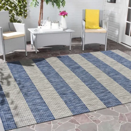 Coastal Stripes Outdoor Area Rug, 7X9-Kirkland's Home New