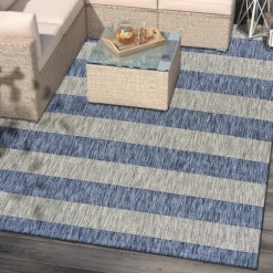 Coastal Stripes Outdoor Area Rug, 7X9-Kirkland's Home New
