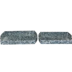 Coastal Wood And Oyster Shell Trays, Set Of 2-Kirkland's Home Outlet