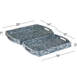 Coastal Wood And Oyster Shell Trays, Set Of 2-Kirkland's Home Outlet