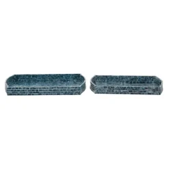 Coastal Wood And Oyster Shell Trays, Set Of 2-Kirkland's Home Outlet