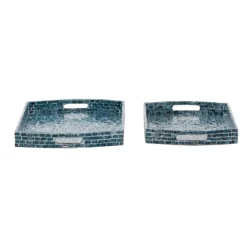 Coastal Wood And Oyster Shell Trays, Set Of 2-Kirkland's Home Outlet