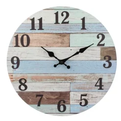 Coastal Worn Blue And White Wooden Wall Clock-Kirkland's Home Cheap