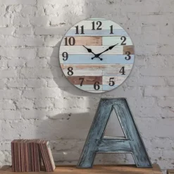 Coastal Worn Blue And White Wooden Wall Clock-Kirkland's Home Cheap