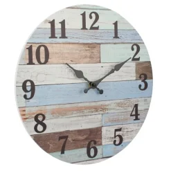 Coastal Worn Blue And White Wooden Wall Clock-Kirkland's Home Cheap