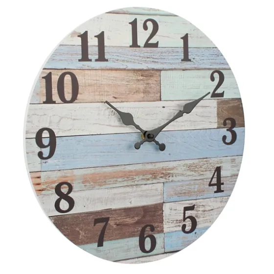 Coastal Worn Blue And White Wooden Wall Clock-Kirkland's Home Cheap