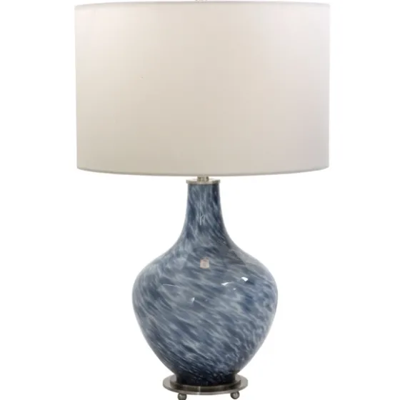 Cobalt Blue Swirl Carved Glass Table Lamp-Kirkland's Home Sale