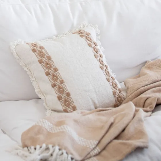 Coffee Brown Textured Stripe Throw Pillow-Kirkland's Home Discount