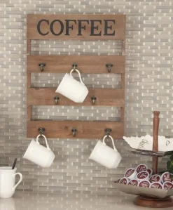 Coffee Metal And Wood Plank Wall Hooks-Kirkland's Home Online