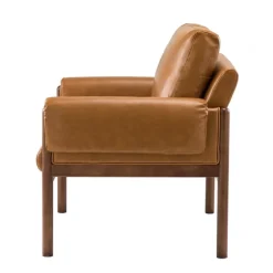 Cognac Faux Leather And Wood Accent Chair-Kirkland's Home Clearance