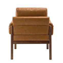 Cognac Faux Leather And Wood Accent Chair-Kirkland's Home Clearance