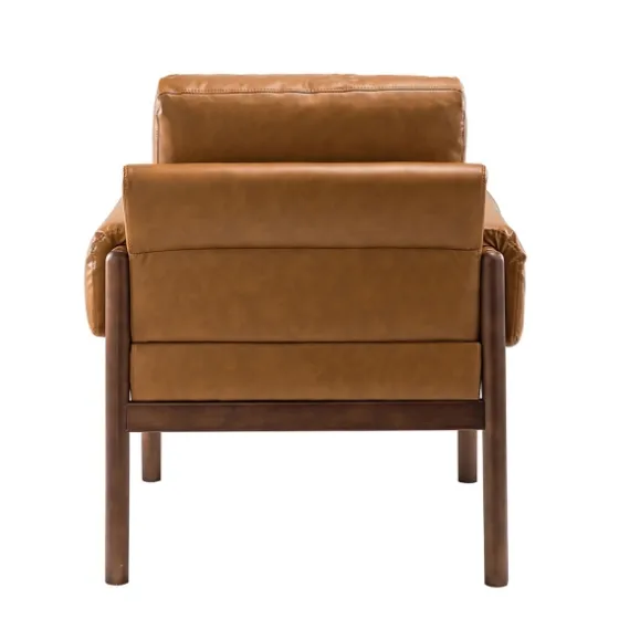Cognac Faux Leather And Wood Accent Chair-Kirkland's Home Clearance