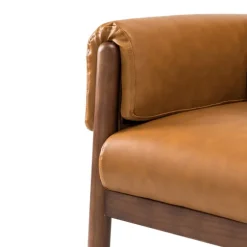 Cognac Faux Leather And Wood Accent Chair-Kirkland's Home Clearance