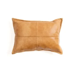Cognac Faux Leather Lumbar Pillow-Kirkland's Home Discount