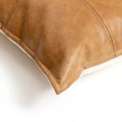 Cognac Faux Leather Lumbar Pillow-Kirkland's Home Discount