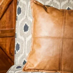 Cognac Faux Leather Throw Pillow-Kirkland's Home Cheap