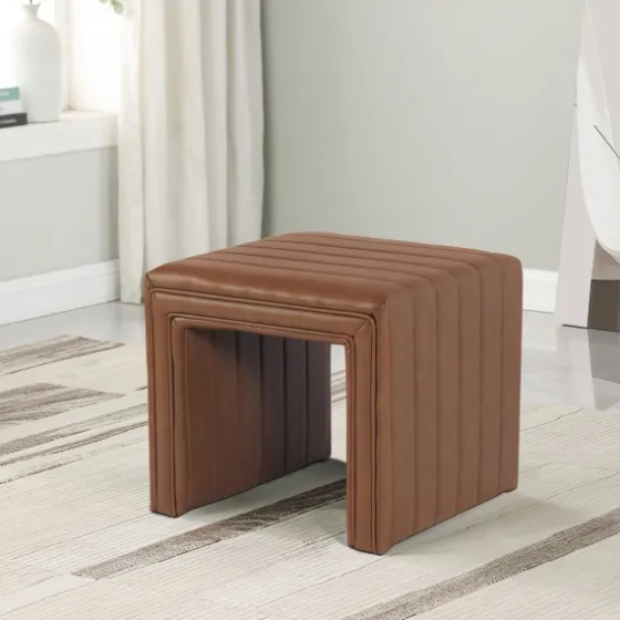 Cognac Leather Arch Ottoman-Kirkland's Home Hot