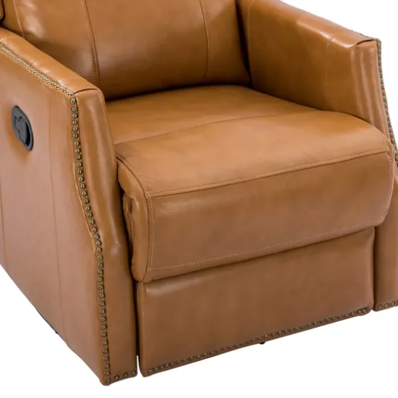 Cognac Leather Upholstered Recliner Chair-Kirkland's Home Shop