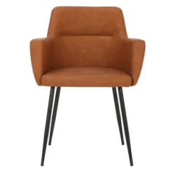 Cognac Vegan Leather Dining Chairs, Set Of 2-Kirkland's Home Flash Sale