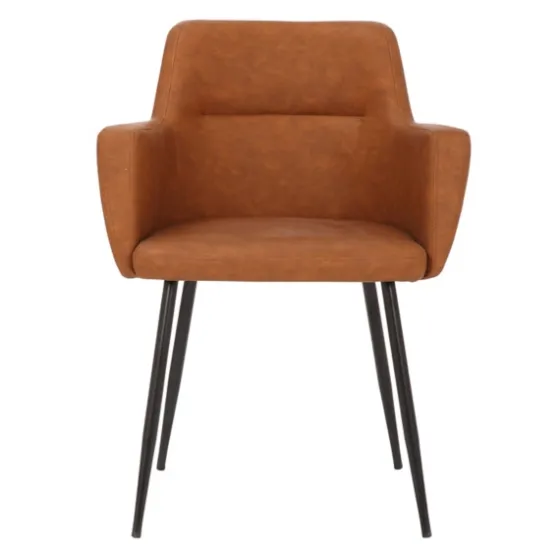 Cognac Vegan Leather Dining Chairs, Set Of 2-Kirkland's Home Flash Sale