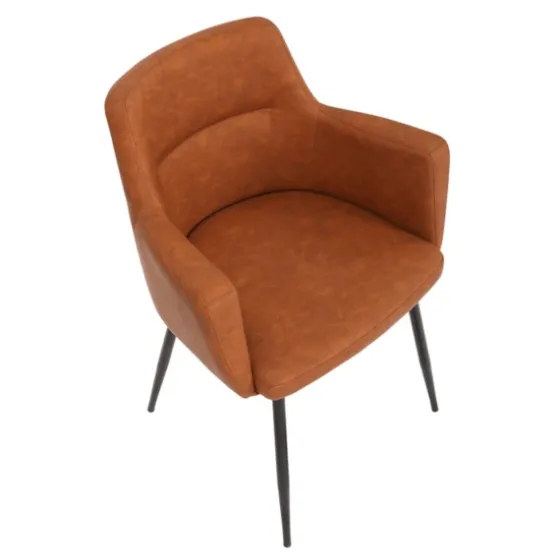 Cognac Vegan Leather Dining Chairs, Set Of 2-Kirkland's Home Flash Sale