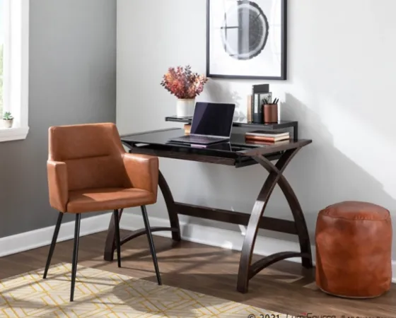 Cognac Vegan Leather Dining Chairs, Set Of 2-Kirkland's Home Flash Sale