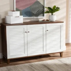 Collier Two-Tone 3-Door Shoe Storage Cabinet-Kirkland's Home Shop