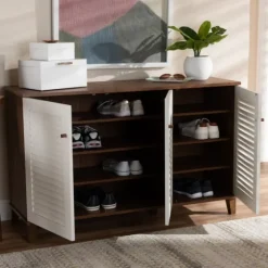 Collier Two-Tone 3-Door Shoe Storage Cabinet-Kirkland's Home Shop