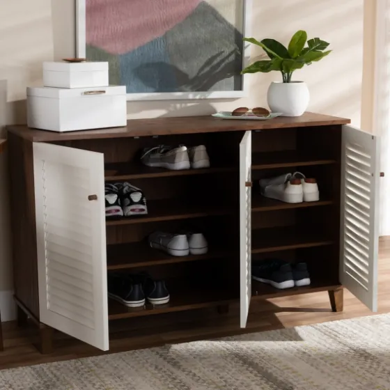 Collier Two-Tone 3-Door Shoe Storage Cabinet-Kirkland's Home Shop