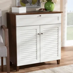 Collier Two-Tone Drawer Shoe Storage Cabinet-Kirkland's Home Outlet