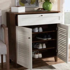 Collier Two-Tone Drawer Shoe Storage Cabinet-Kirkland's Home Outlet