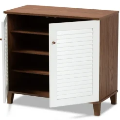 Collier Two-Tone Slatted Shoe Storage Cabinet-Kirkland's Home Best Sale