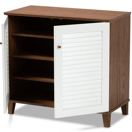 Collier Two-Tone Slatted Shoe Storage Cabinet-Kirkland's Home Best Sale