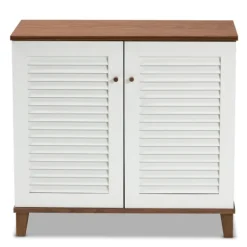 Collier Two-Tone Slatted Shoe Storage Cabinet-Kirkland's Home Best Sale