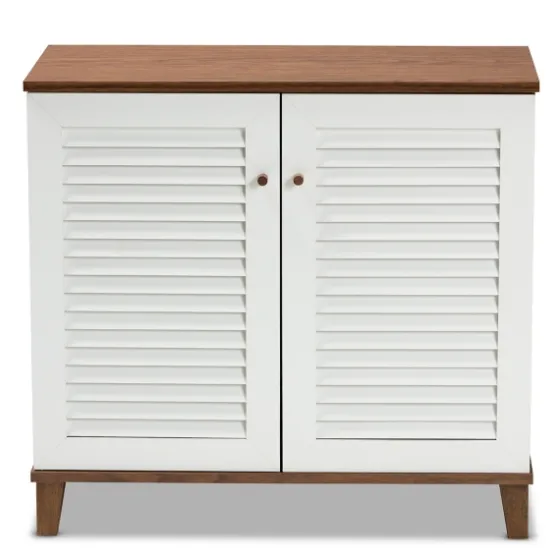 Collier Two-Tone Slatted Shoe Storage Cabinet-Kirkland's Home Best Sale