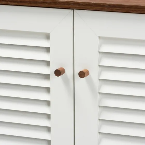 Collier Two-Tone Slatted Shoe Storage Cabinet-Kirkland's Home Best Sale