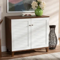 Collier Two-Tone Slatted Shoe Storage Cabinet-Kirkland's Home Best Sale