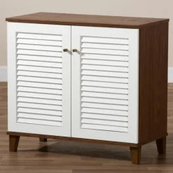 Collier Two-Tone Slatted Shoe Storage Cabinet-Kirkland's Home Best Sale