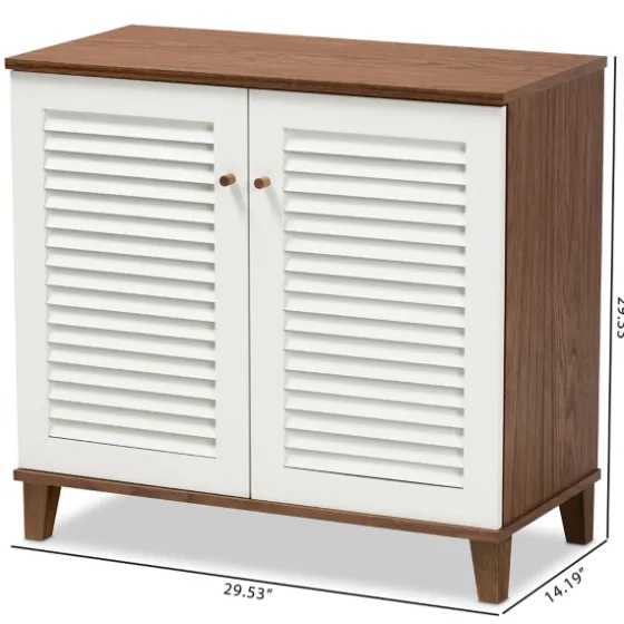 Collier Two-Tone Slatted Shoe Storage Cabinet-Kirkland's Home Best Sale