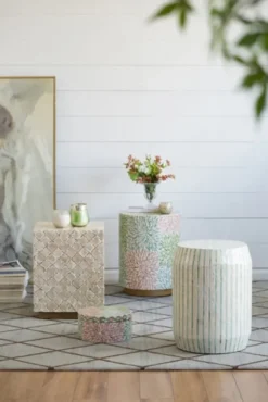 Color Capiz Shell Accent Table-Kirkland's Home Clearance