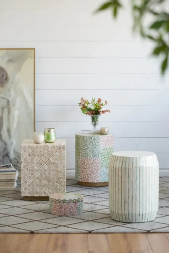 Color Capiz Shell Accent Table-Kirkland's Home Clearance