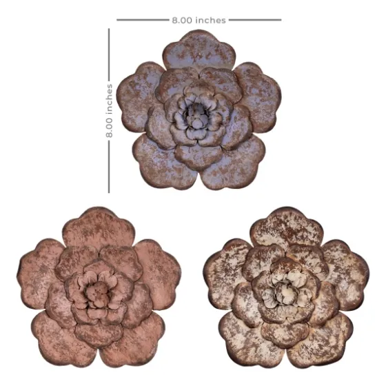 Color Metal Flower Wall Plaques, Set Of 3-Kirkland's Home Cheap